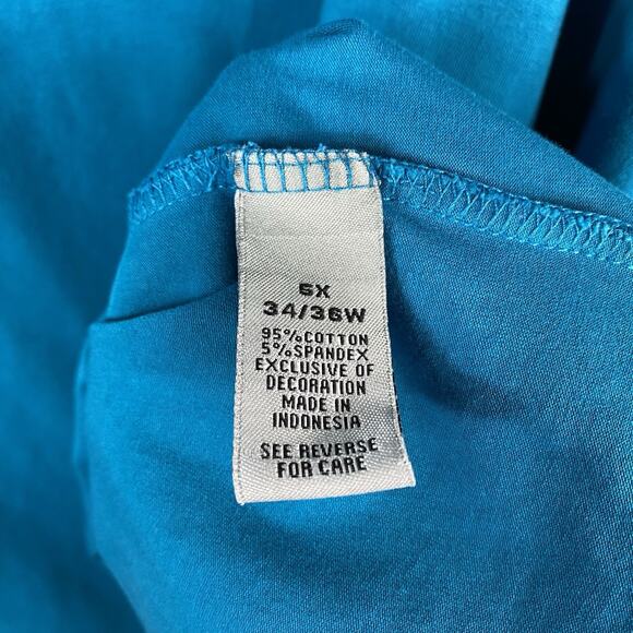 Catherines Size 5X 34 36 Suprema Collection Short Sleeve Notch Neck Top Blue - Picture 5 of 6